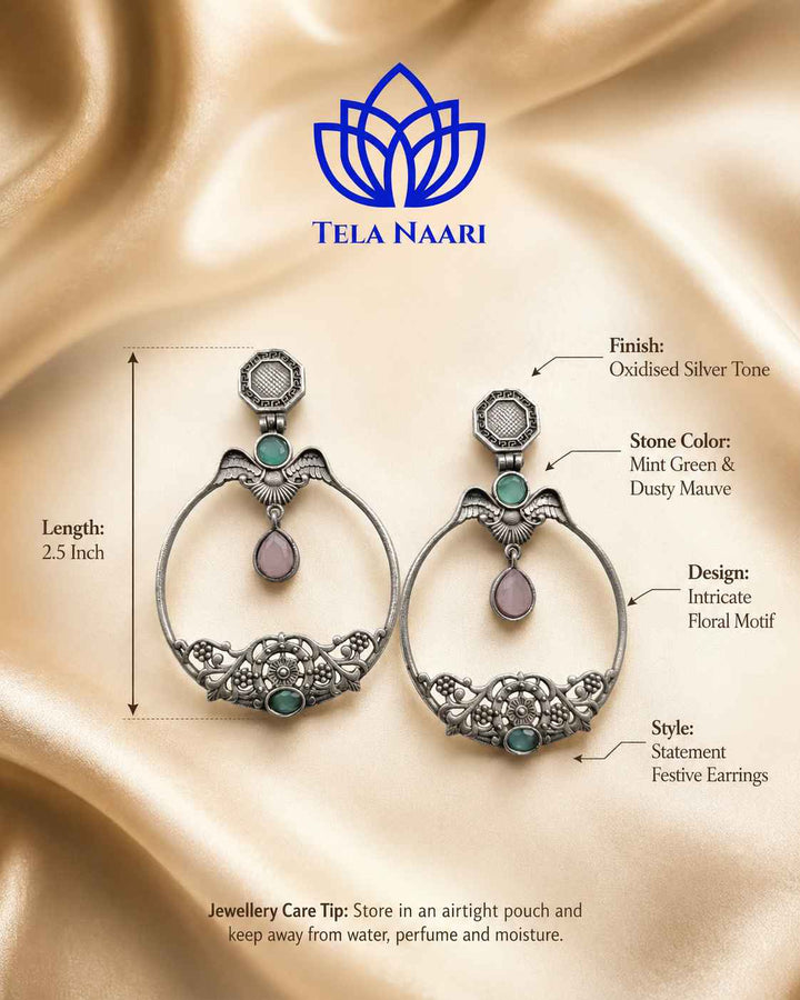 Yellow accent brings colour to this silver-plated stone earring.