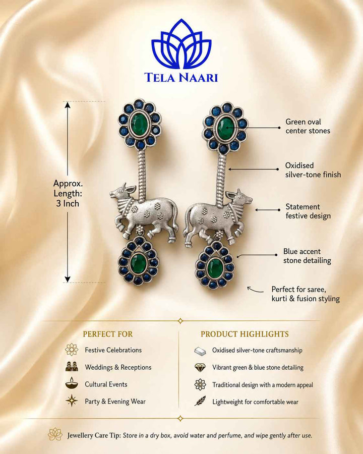 Cobalt blue tones highlight the folk-art Nandi silhouette clearly.