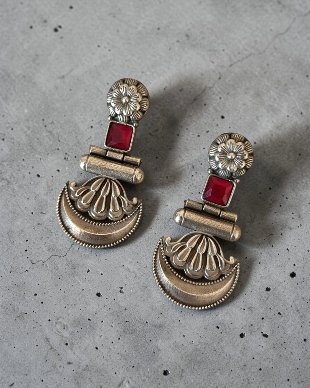 Kashimaka silver-plated dangler earrings by Tela Naari – view 2
