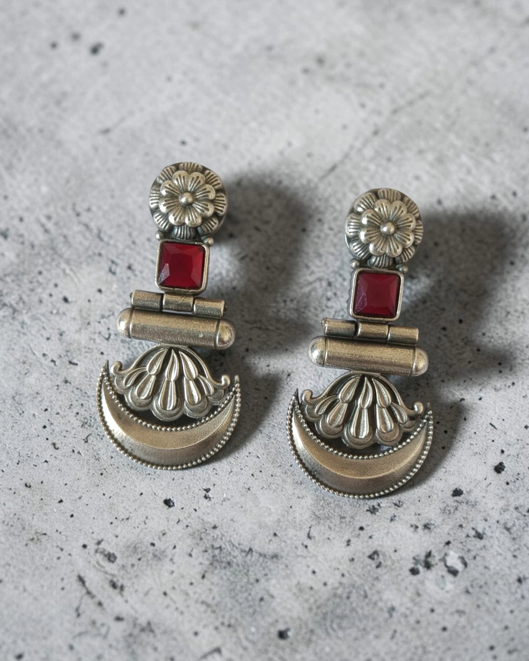 Kashimaka silver-plated dangler earrings by Tela Naari – view 3