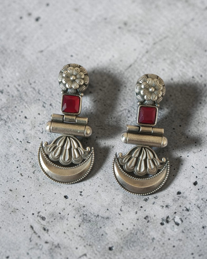 Kashimaka silver-plated dangler earrings by Tela Naari – view 3