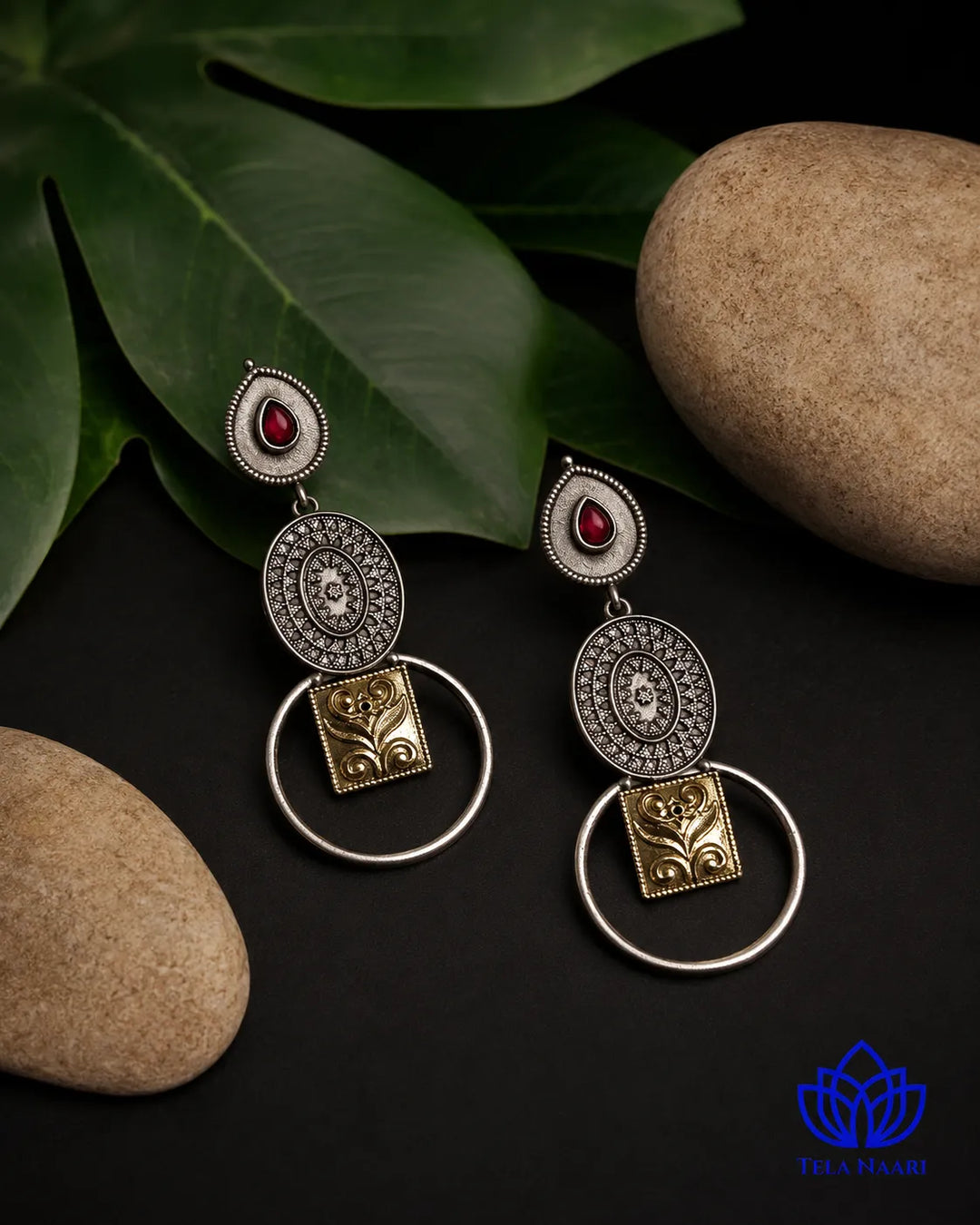 Push back closure keeps this dual-tone earring secure comfortably.