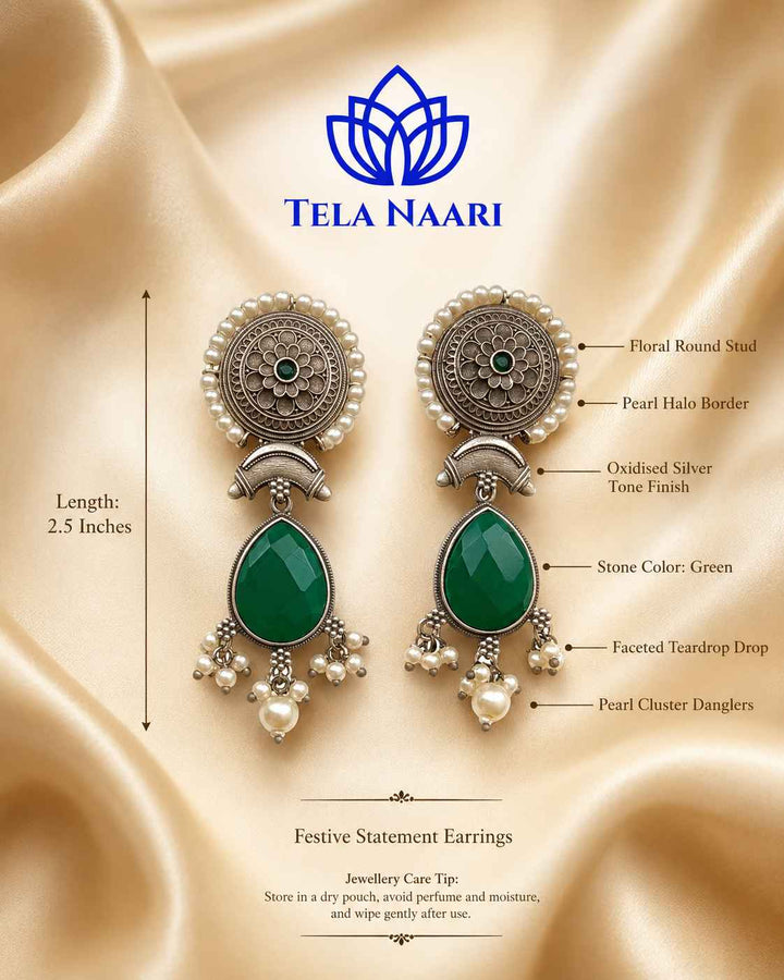 Artificial stone detailing decorates the surface of this earring.