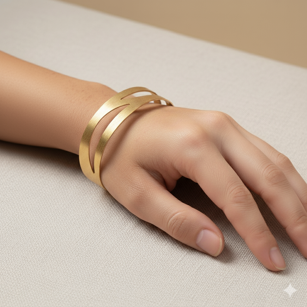 Matte finish covers the surface of this anti-tarnish brass cuff.