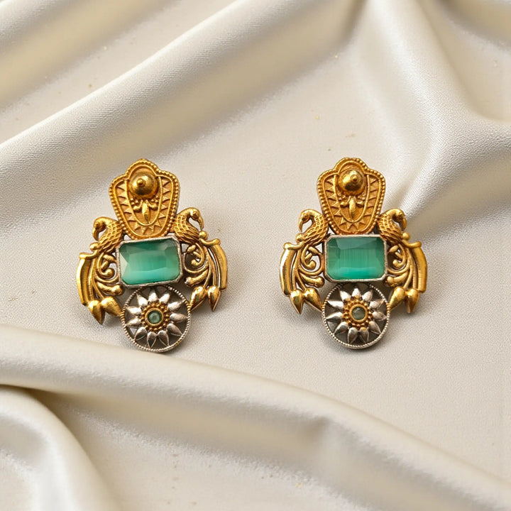 Sea Green Nilofer Dual Tone Earrings