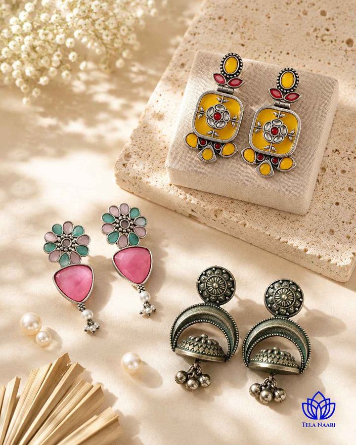 Oxidised earrings from the Aria Hamper, a wedding gift for mother