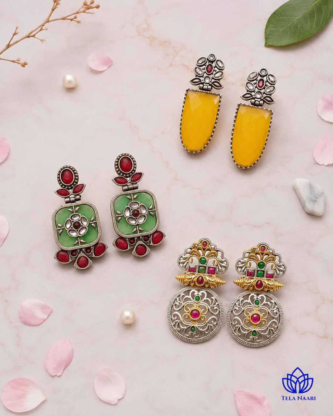 Packaging shot: Primrose Hamper Premium Box with handcrafted earrings, for celebration gifting