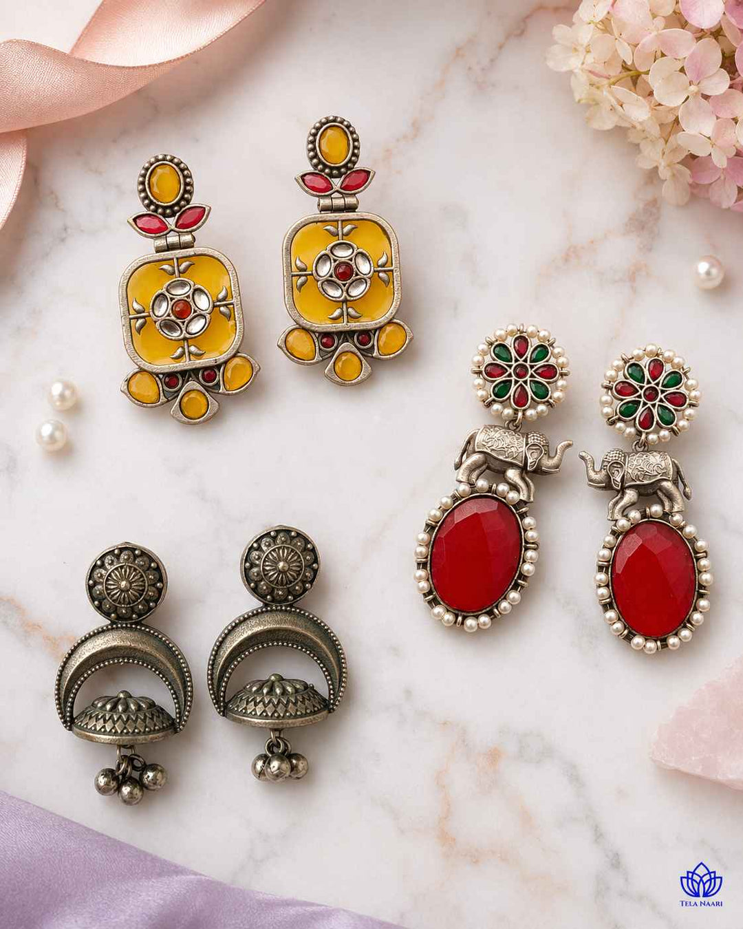 Premium box of the Naira Hamper with traditional motifs earrings, a Diwali gift for a friend