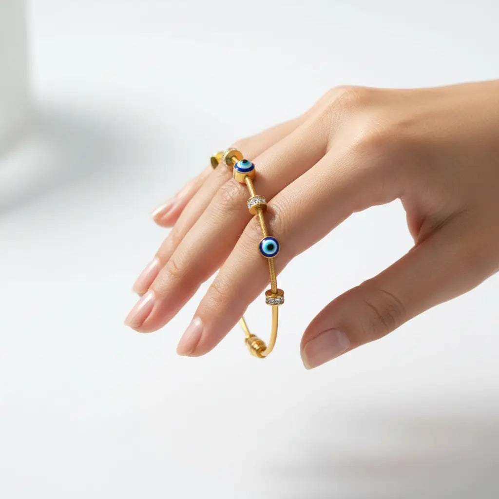 Evil Eye Charm Anti Tarnish Cuff Bracelet