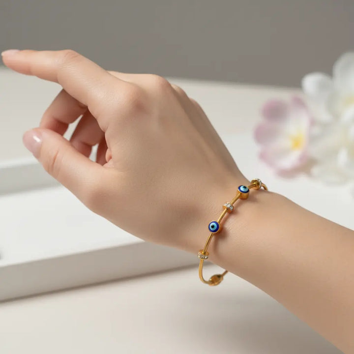 Evil Eye Charm Anti Tarnish Cuff Bracelet