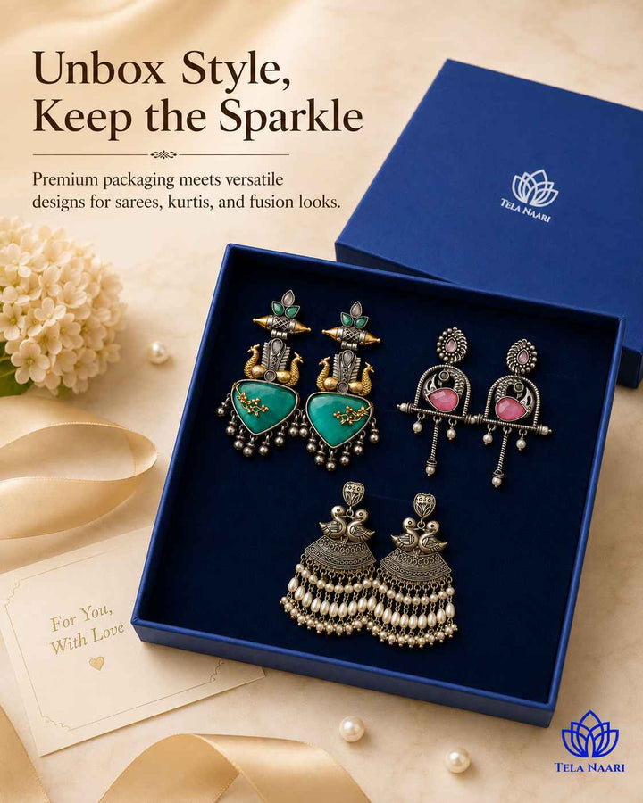 Ready-to-gift: wedding and Janmashtami Lily Hamper with 3 Pairs of Earrings, a present for sister