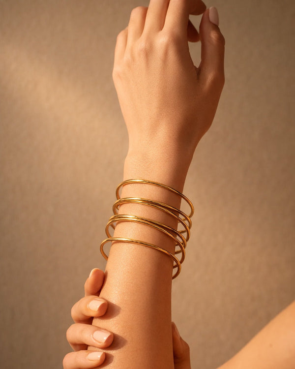 Bold cuff silhouette gives this anti-tarnish bracelet its commanding presence.