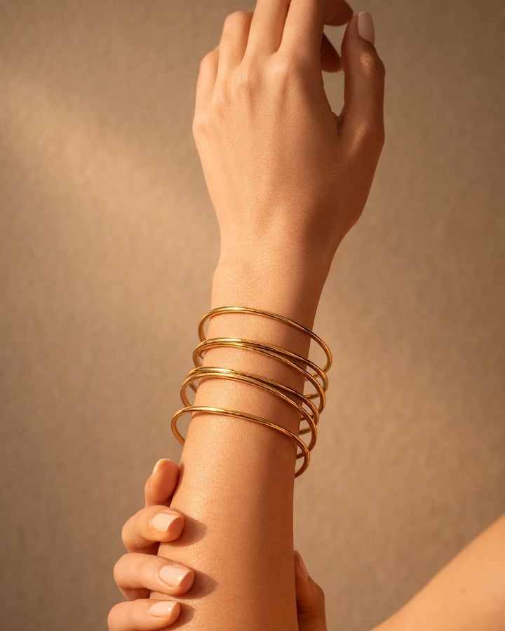 Bold cuff silhouette gives this anti-tarnish bracelet its commanding presence.