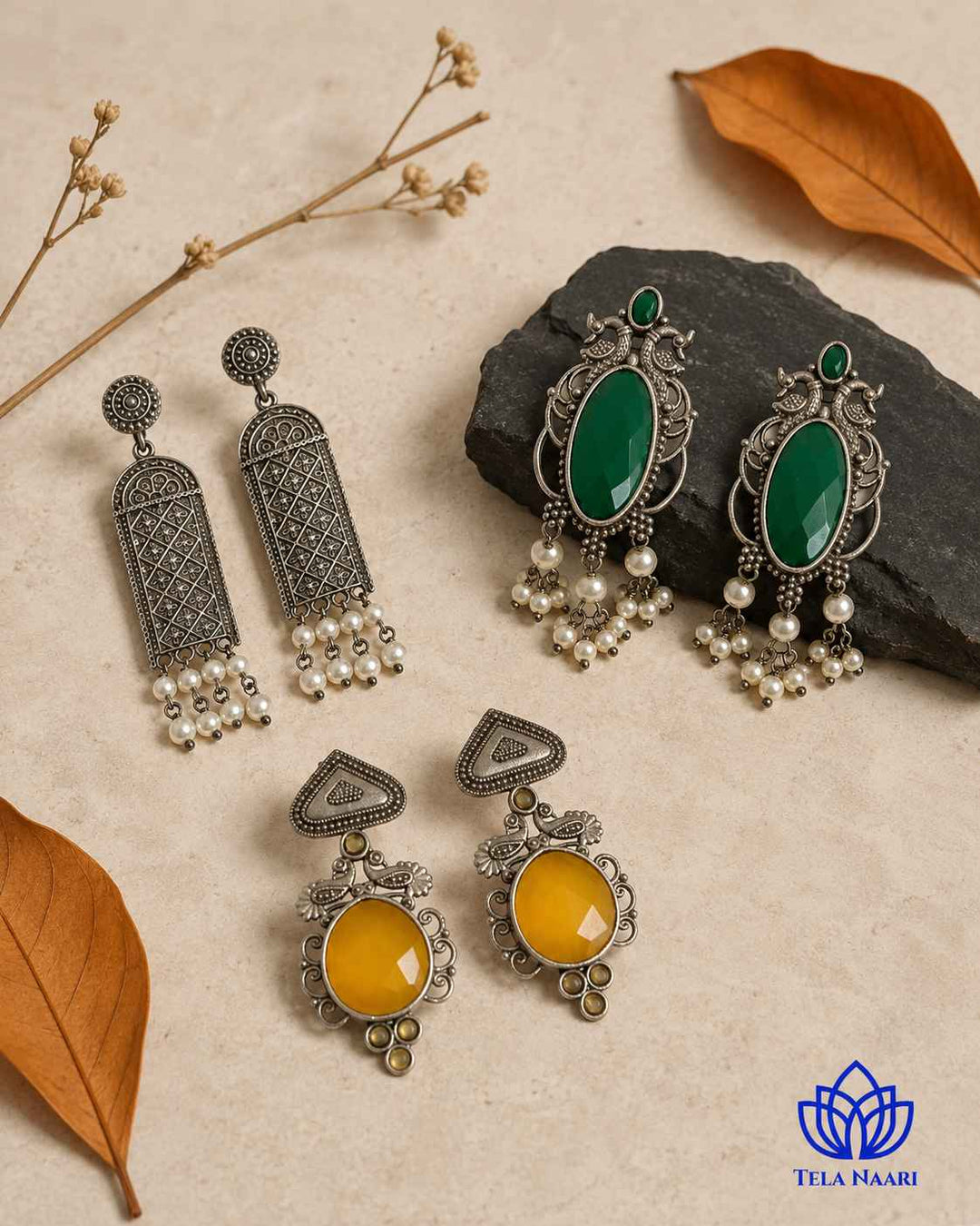 Silver-plated earrings from the Cynthia Hamper for festive wardrobes, a gift for colleague