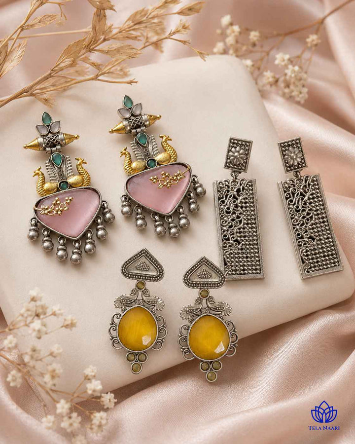 Silver-plated earrings from the Isabella Hamper, a Diwali gift for colleague