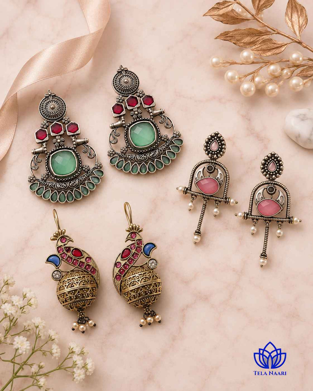 Silver-plated earrings from the Zara Hamper, a Diwali gift for wife