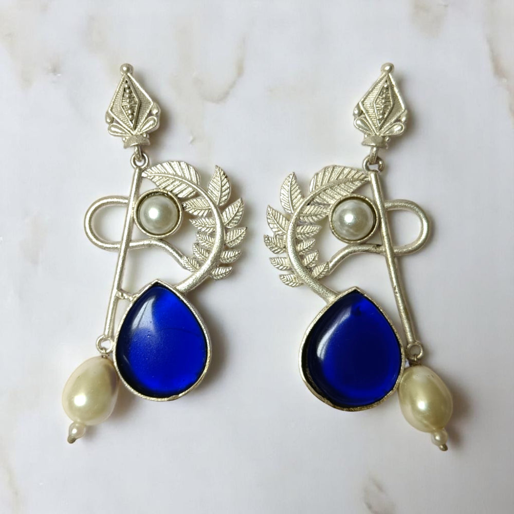 Timeless Elegance Aanya Silver Oxidised Pearl Earrings - TelaNaari