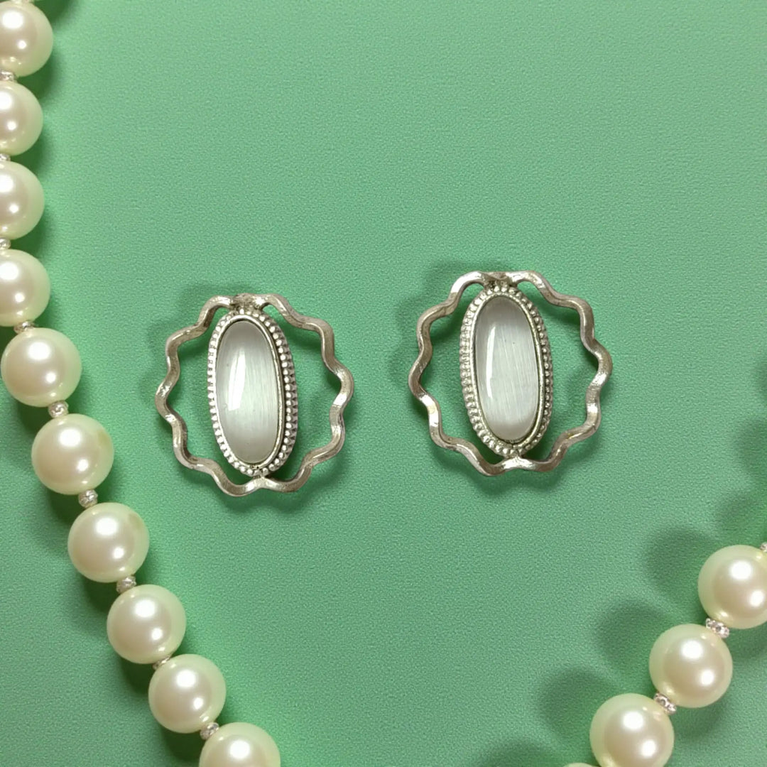 Mushkan Silver Oxidised Earrings