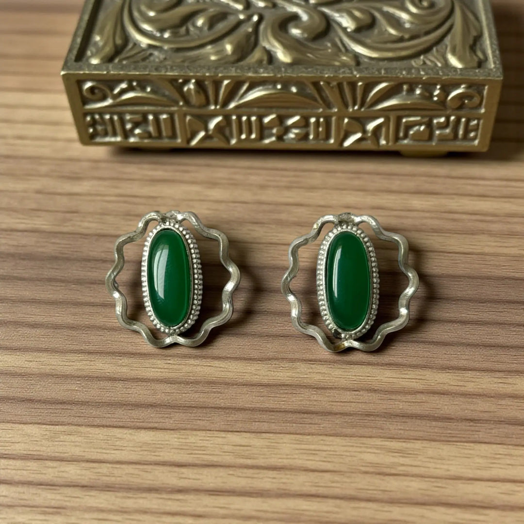 Mushkan Silver Oxidised Earrings