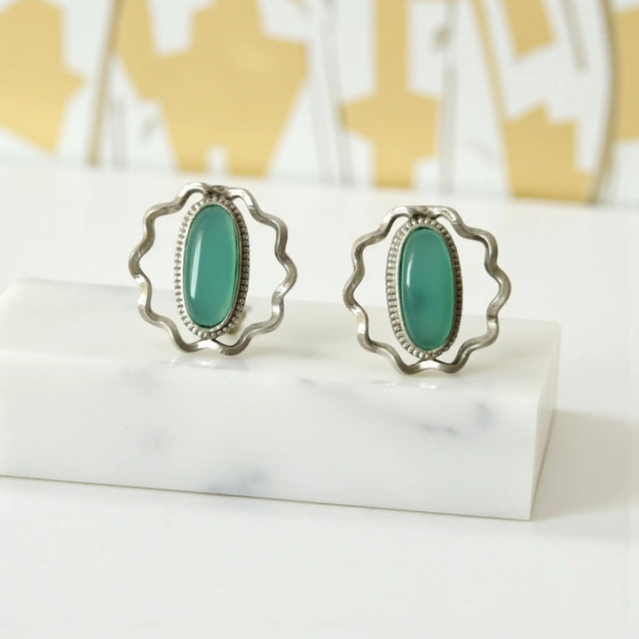 Mushkan Silver Oxidised Earrings