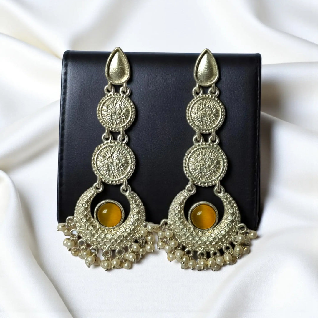 Classic Elegant Aabha Silver Oxidised Earrings