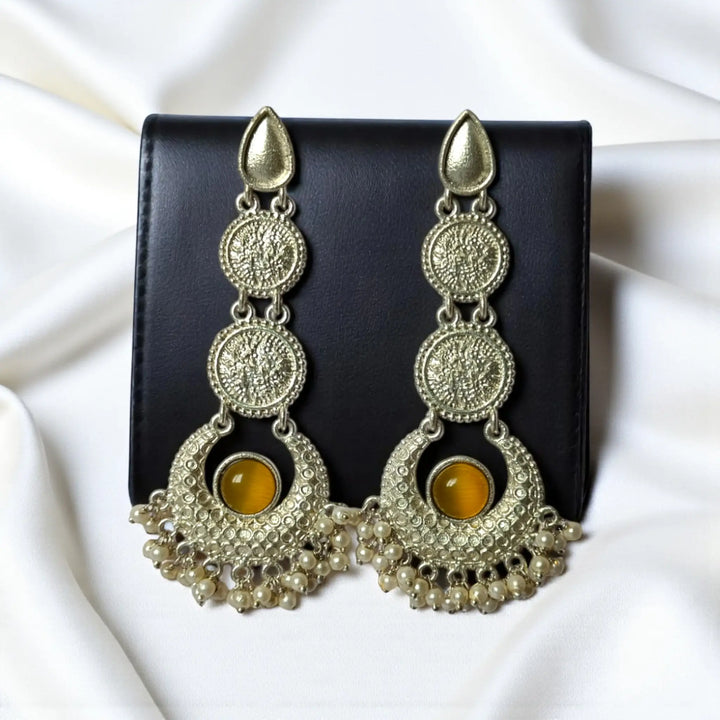 Classic Elegant Aabha Silver Oxidised Earrings