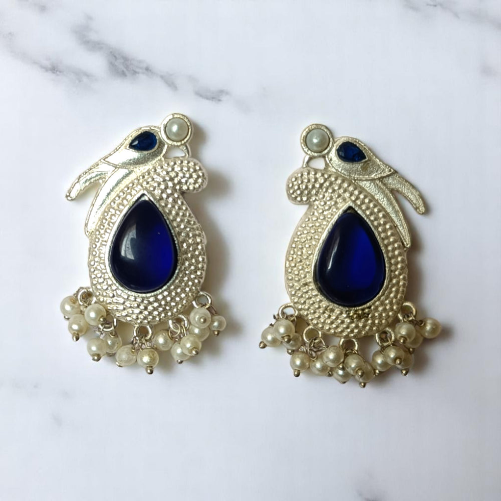 Silver Oxidised Earrings Gauri - TelaNaari