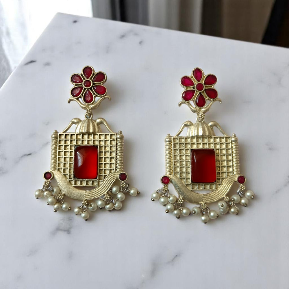 Tela Naari Silver Delight Oxidized Earrings - TelaNaari