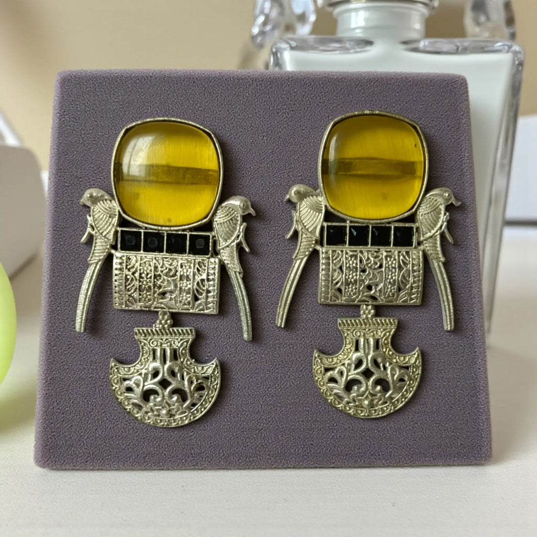 Classic Elegant Abheri Silver Oxidised Earrings