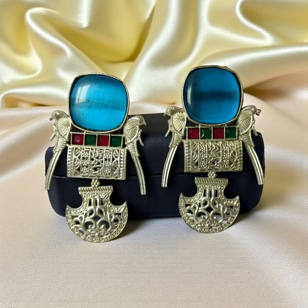 Classic Elegant Abheri Silver Oxidised Earrings