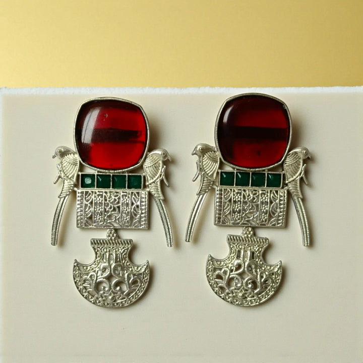 Classic Elegant Abheri Silver Oxidised Earrings