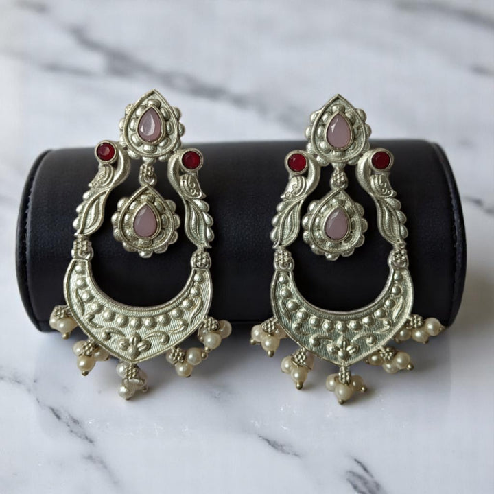Silver Look Alike Earrings Jannat - TelaNaari