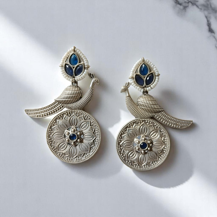 Silver Oxidised Earrings Lina - TelaNaari