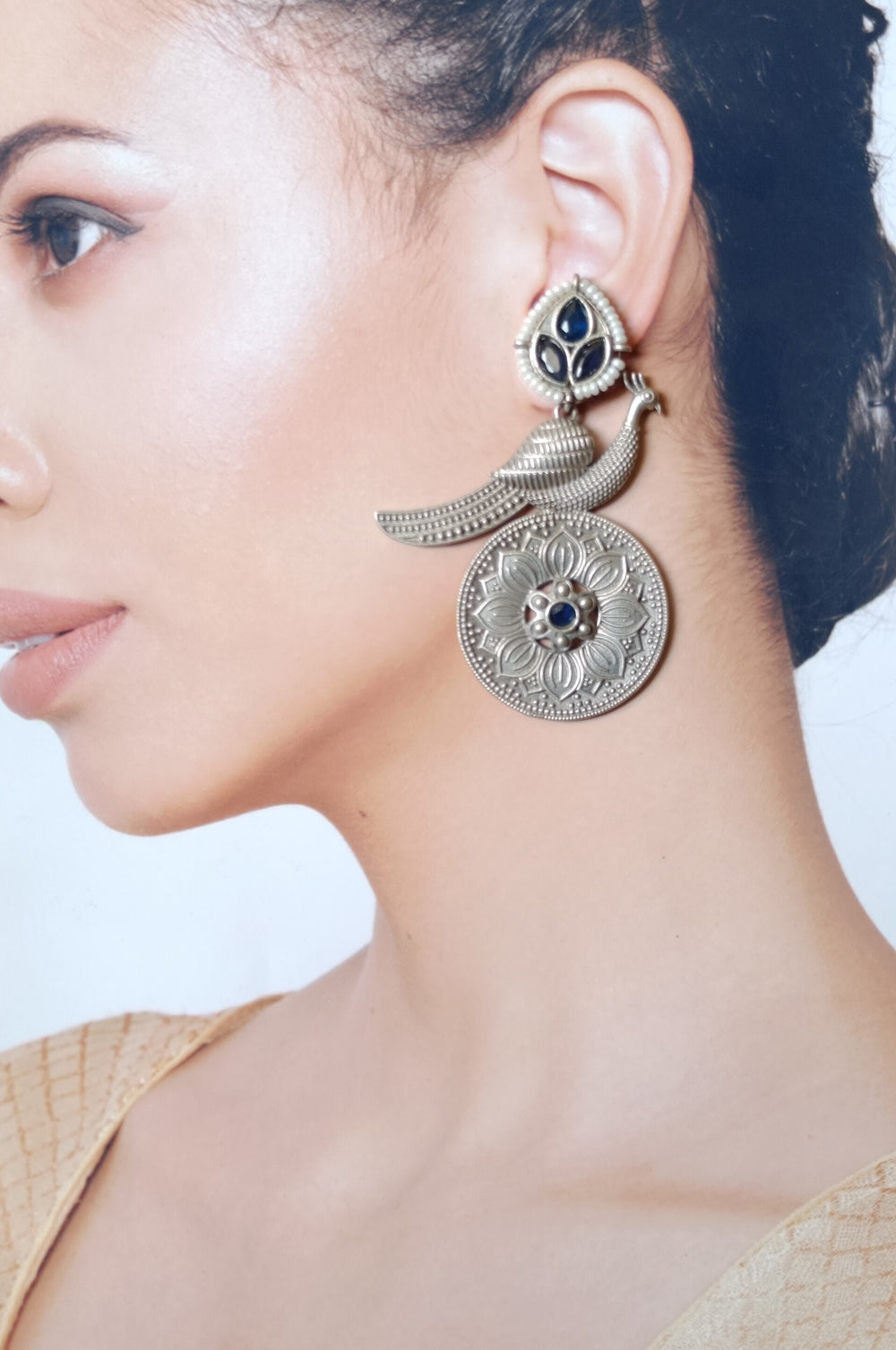 Silver Oxidised Earrings Lina - TelaNaari