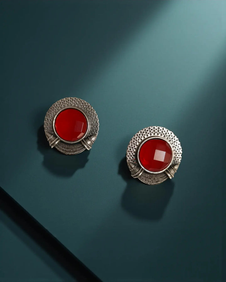 Silver Oxidised Sujata Stud Earrings