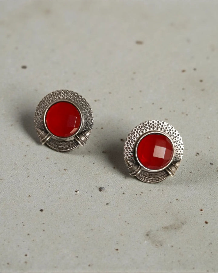 Silver Oxidised Sujata Stud Earrings