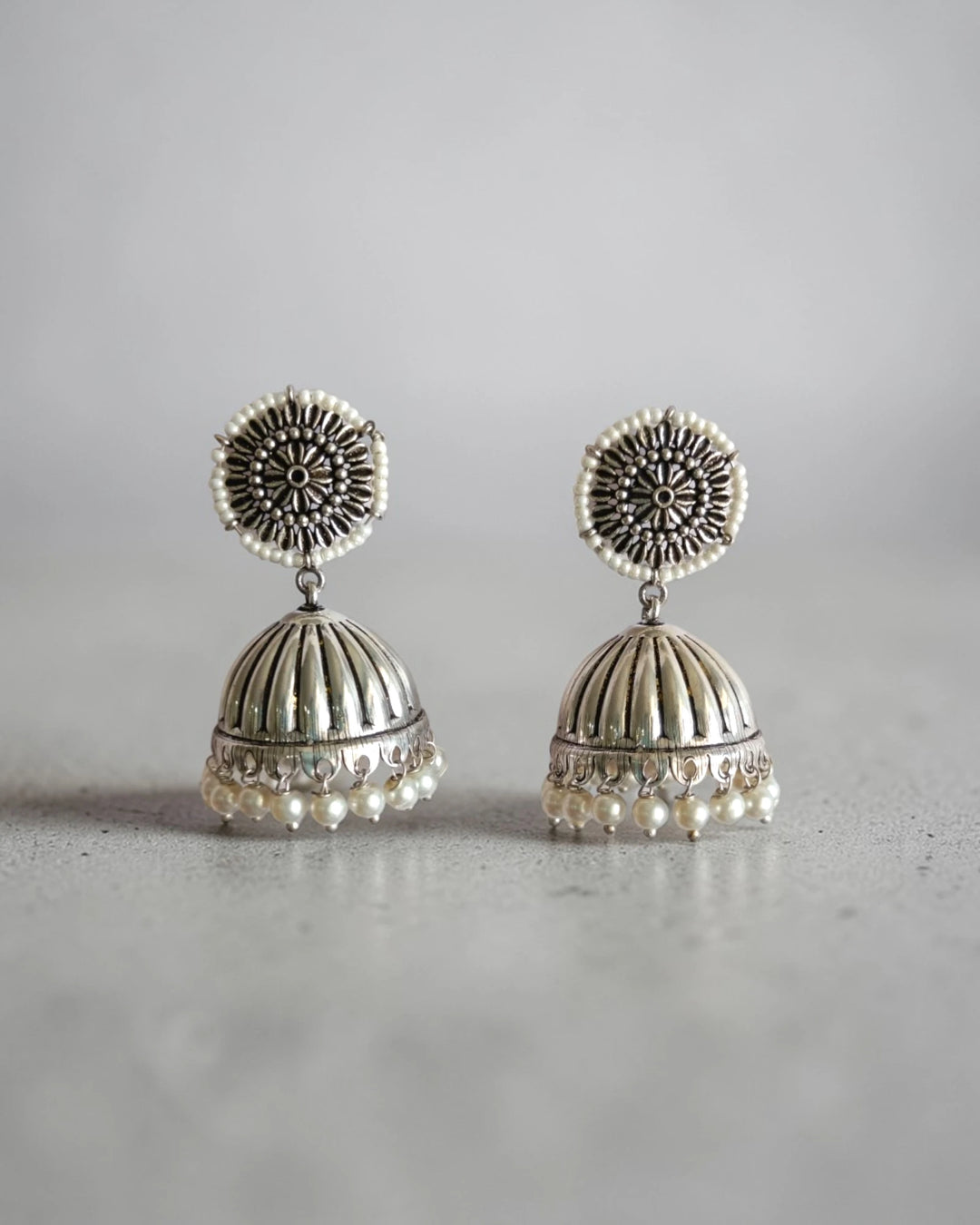 Huma Silver Oxidised Earrings