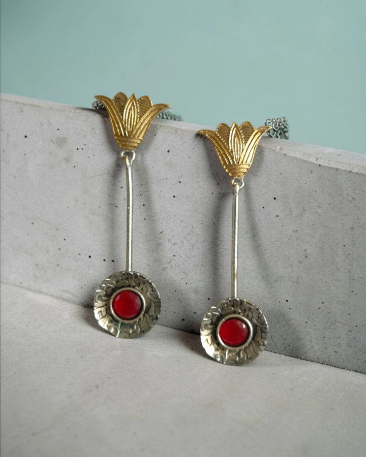 Aconite Dual Tone Tear Drop Earrings