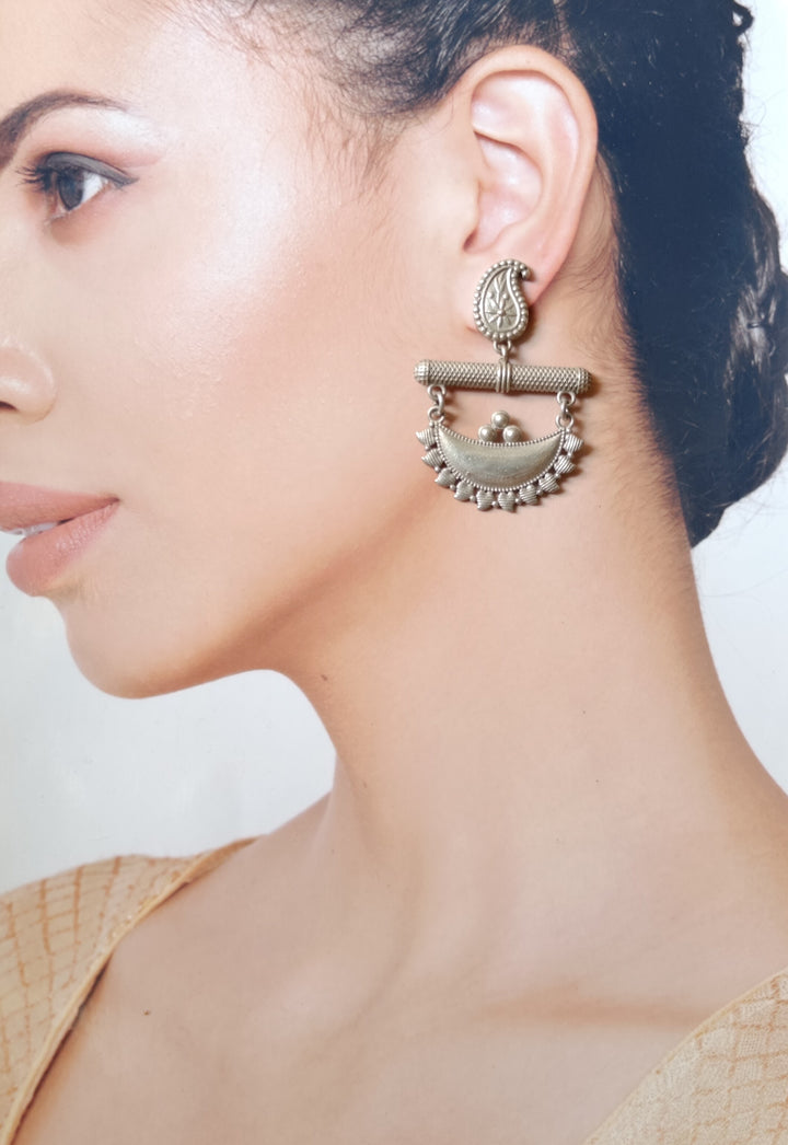 Silver Oxidised Earrings Rabia - TelaNaari