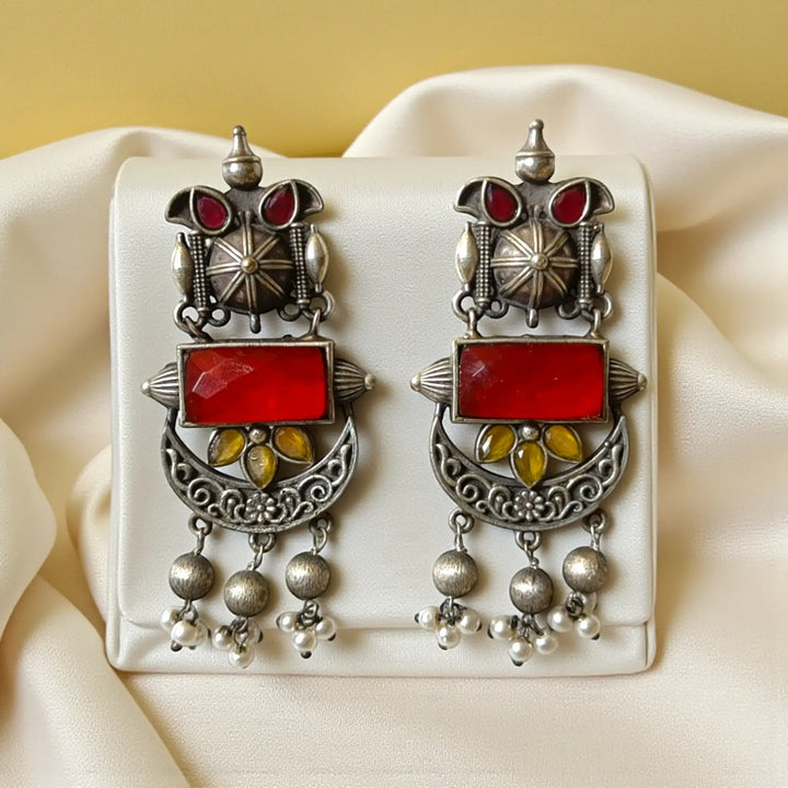 Silver Oxidised Dangler Earrings Sujata