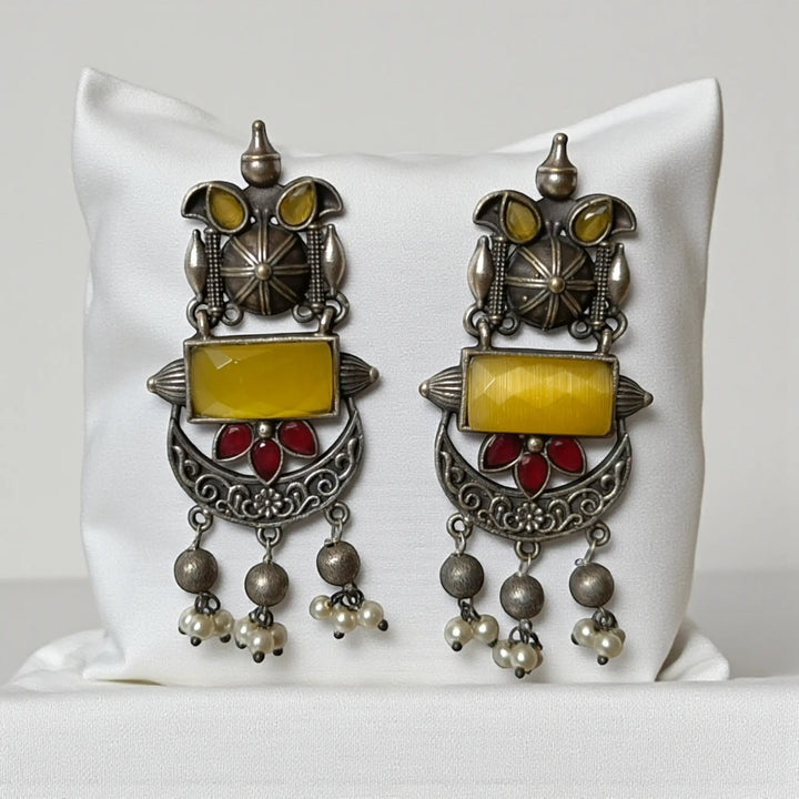 Silver Oxidised Dangler Earrings Sujata