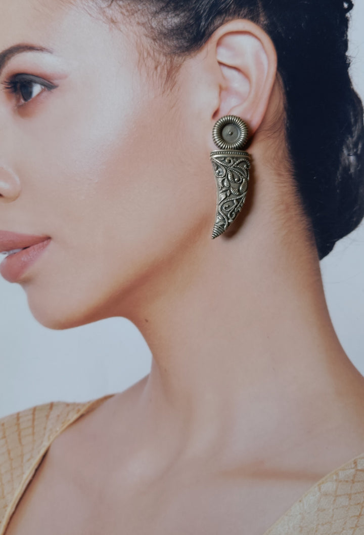 Silver Oxidised Earrings Saba - TelaNaari