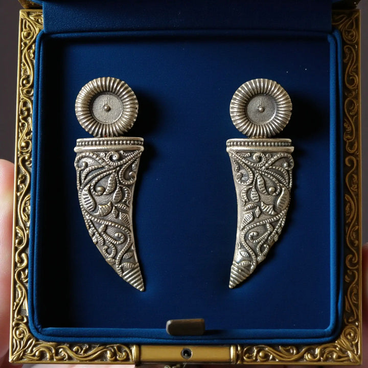 Silver Oxidised Earrings Saba