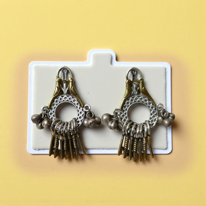 Silver Oxidised Dual Tone Earrings Nadia