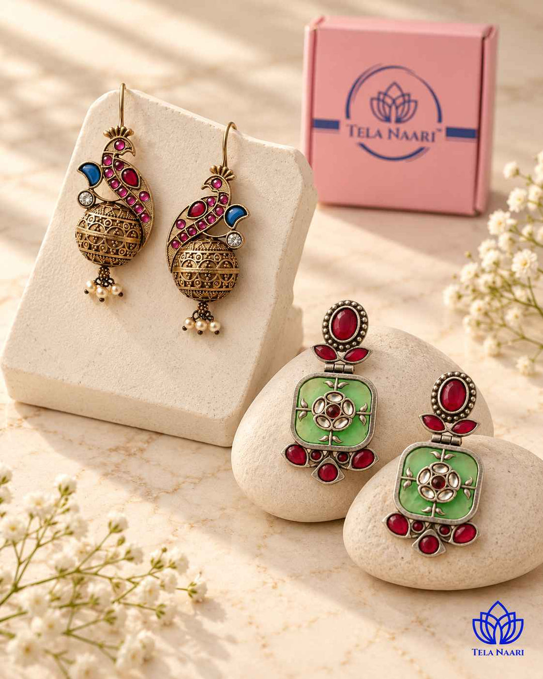 Stella Hamper with 2 pairs of earrings in a gift box, a Dhanteras gift for sister