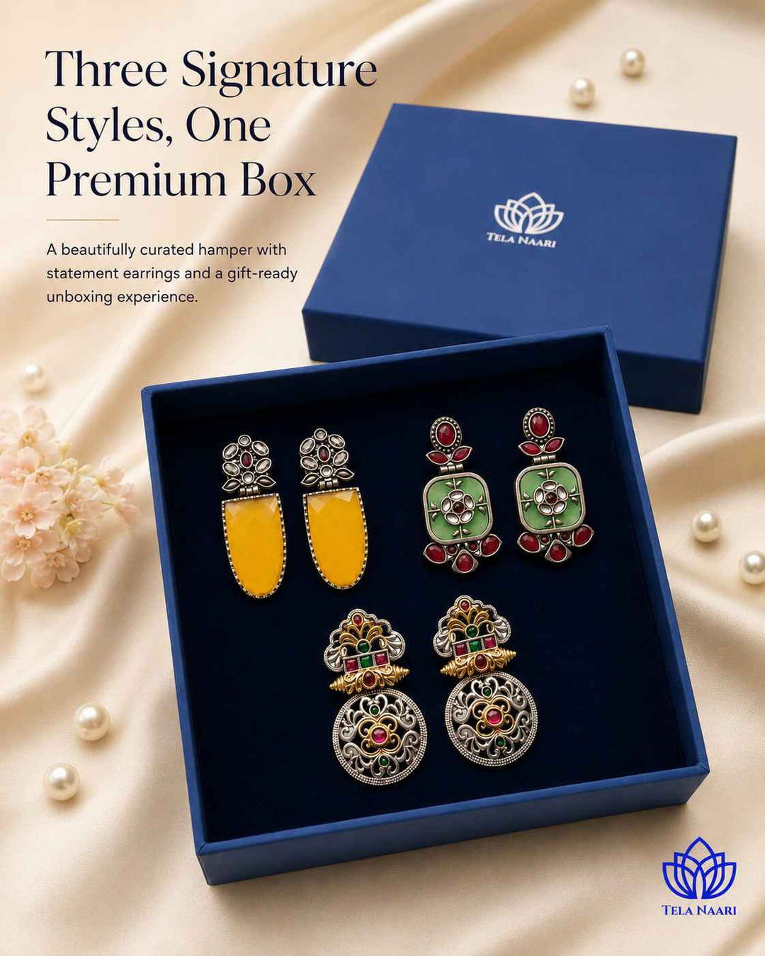 Styled shot: silver-plated Primrose Hamper Premium Box, a corporate gift for colleague