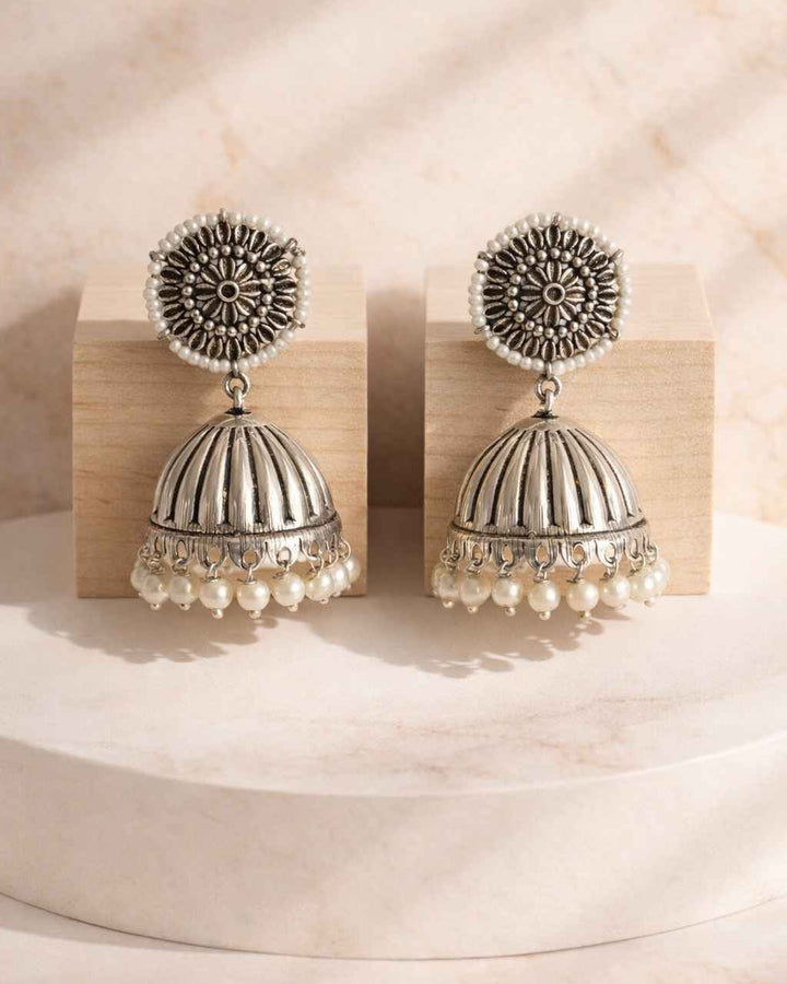Huma Silver Oxidised Earrings