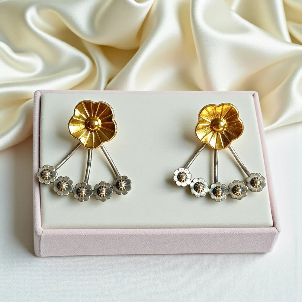 Elegant Tushara dual tone silver plated earrings (variant1) – by Tela Naari
