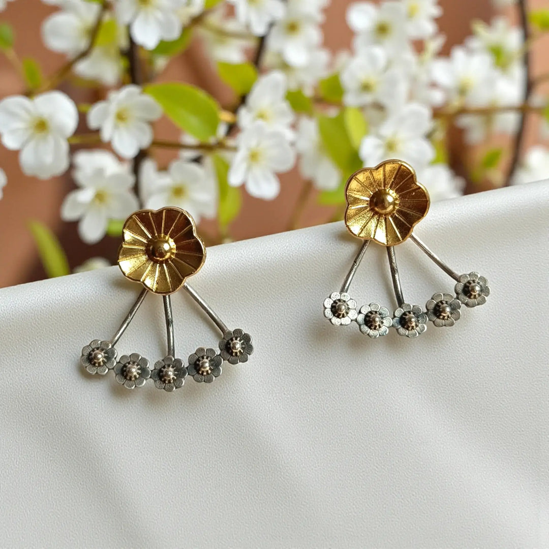 Elegant Tushara dual tone silver plated earrings (variant2) – by Tela Naari
