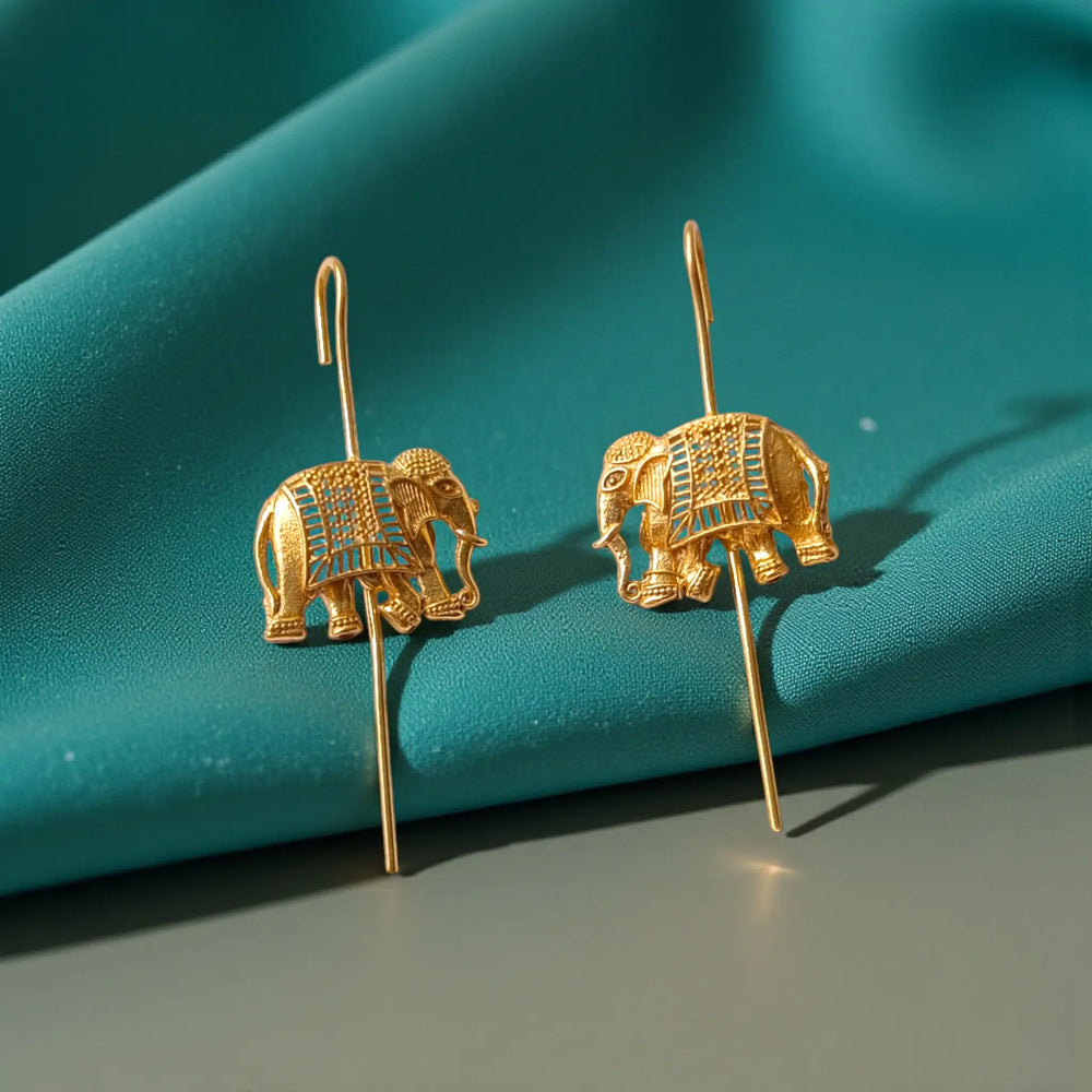 Handcrafted Gold Plated Elephant Earcuff for Women – Traditional Ethnic Jewellery for Festive Wear by Tela Naari